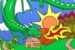 Coloriage de dragon et de château Coloriage de dragon et de château