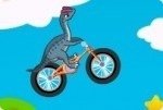 Dinosaure fait des cascades à vélo